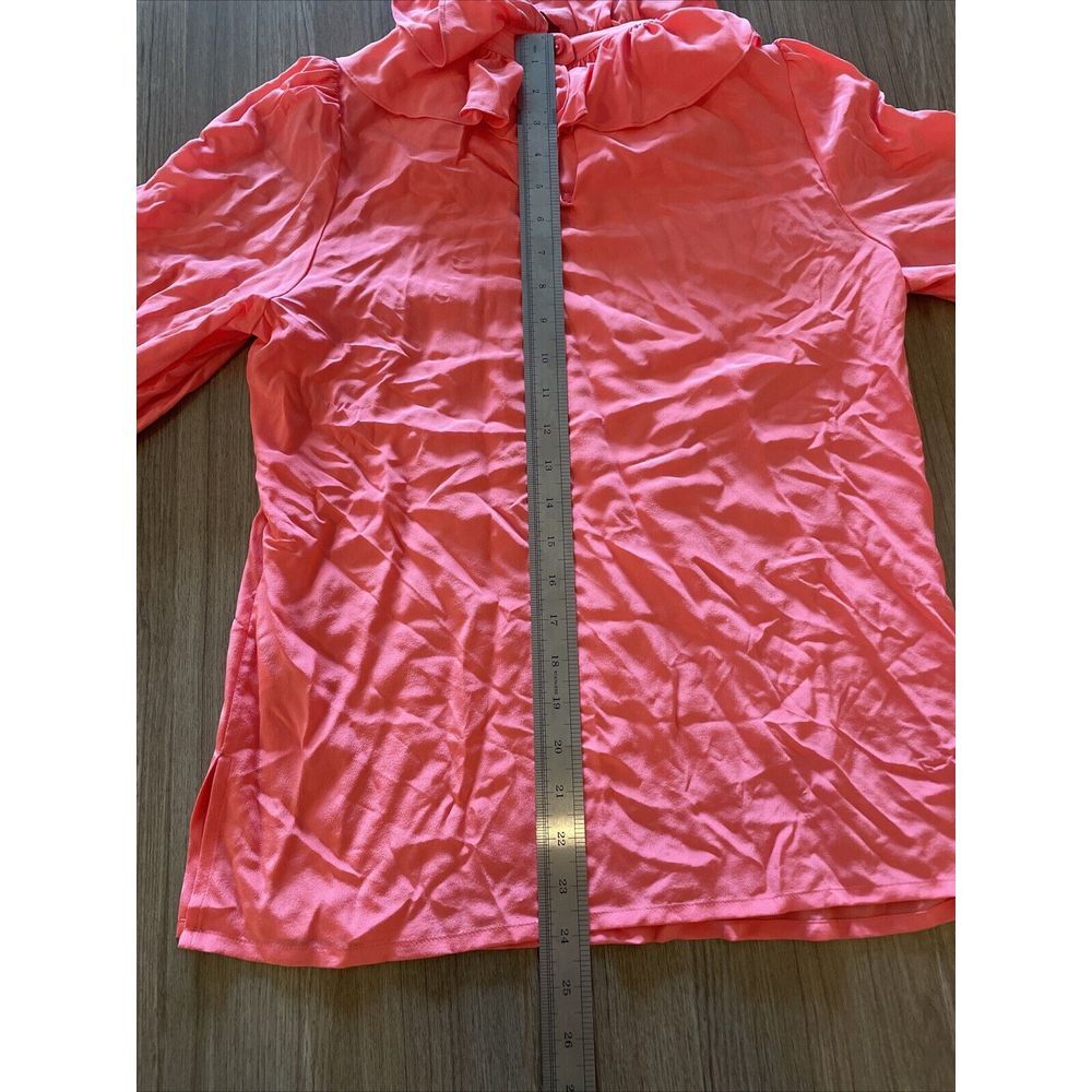 Tory Burch Ruffle‎ Blouse Size 0 All Silk Vivid Pink 650 - Picture 9 of 14